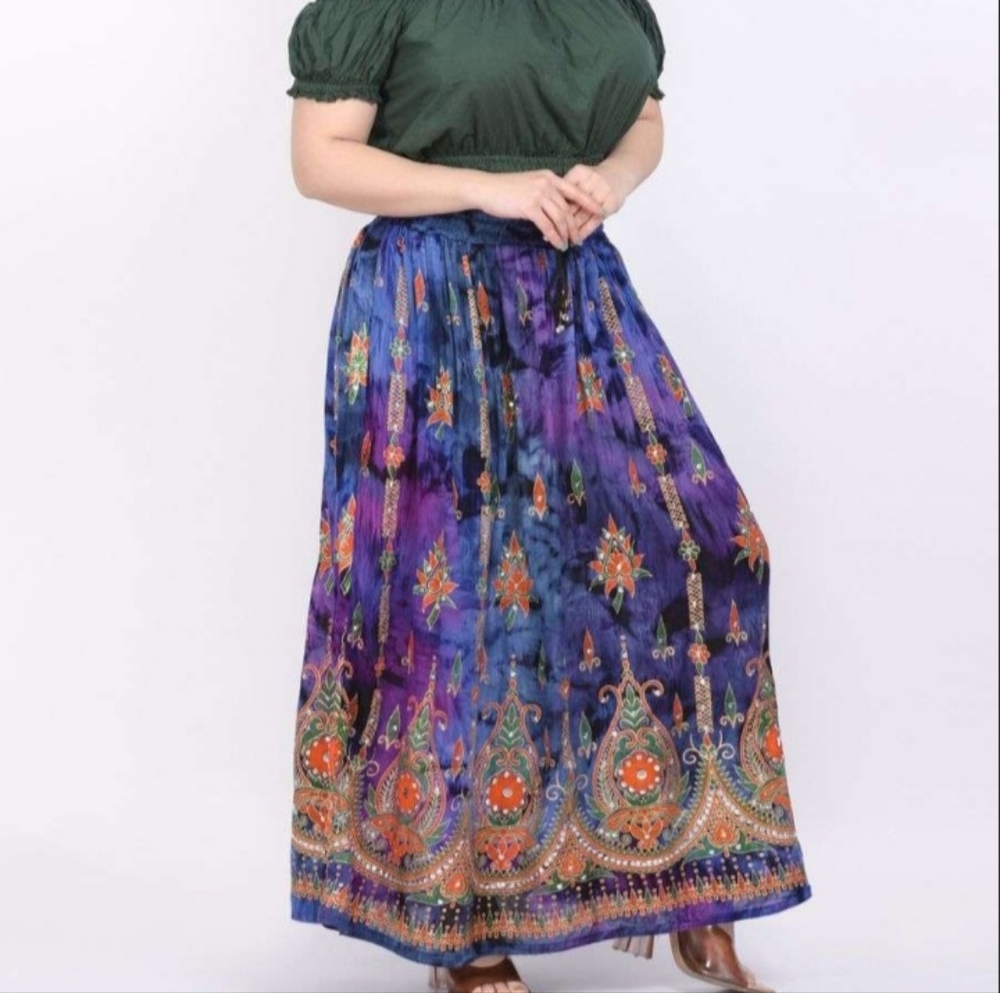 *NEW ARRIVAL* Bohemian Tie Dye Blue Maxi Skirt